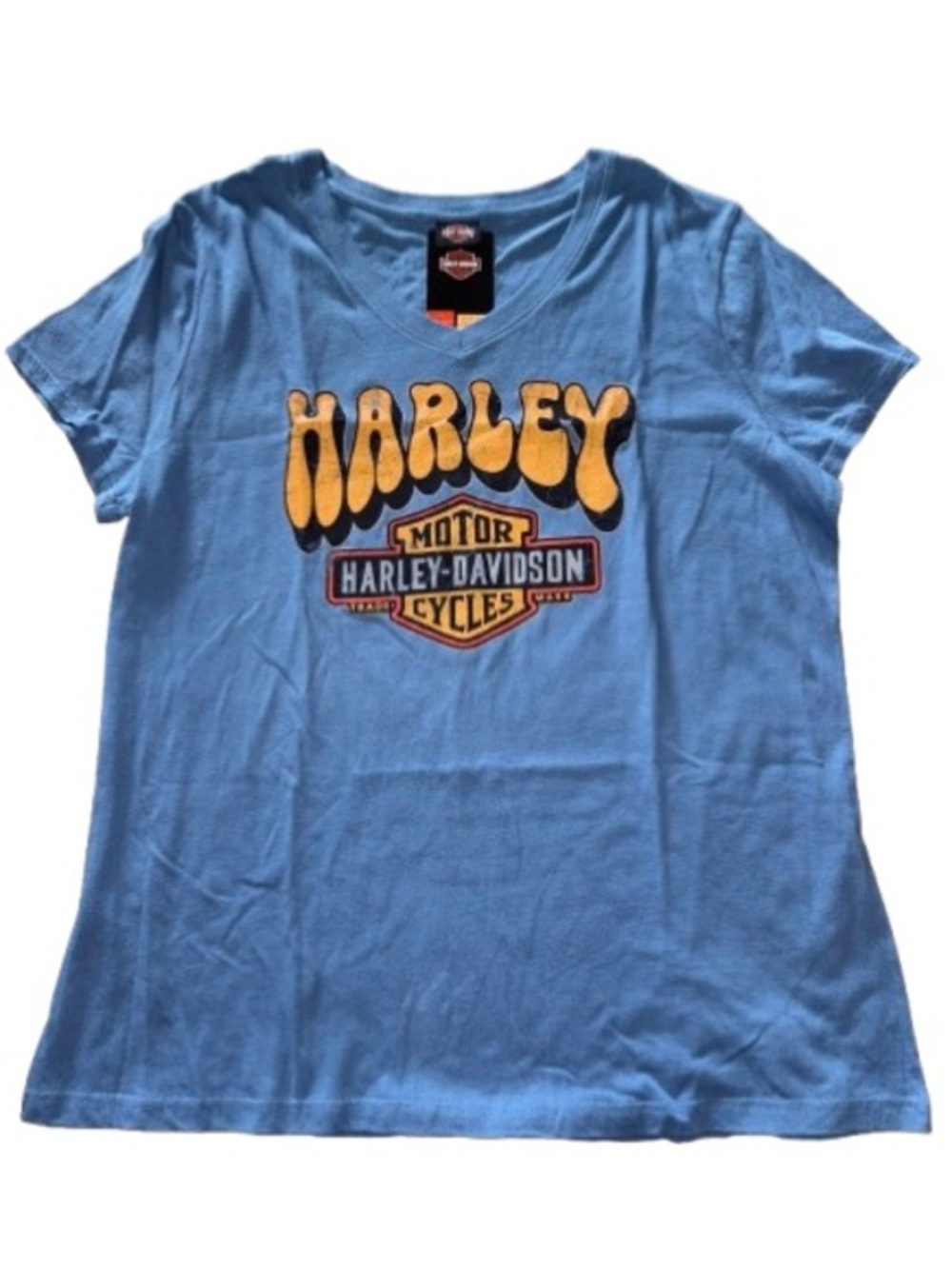 Harley-Davidson Light Blue Groovy Tee with distressed logo NWT size XL